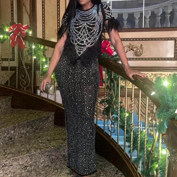 Rhinestone Maxi Dress - Picture 1 of 5